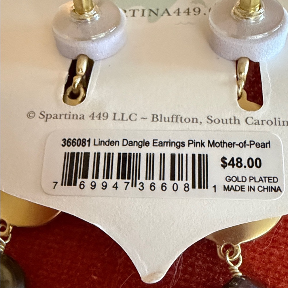 Spartina 449 Linden Dangle Earrings Pink Mother of Pearl - Picture 8 of 8